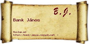 Bank János névjegykártya