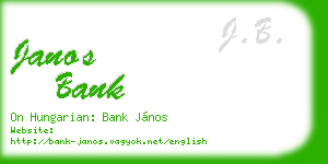 janos bank business card